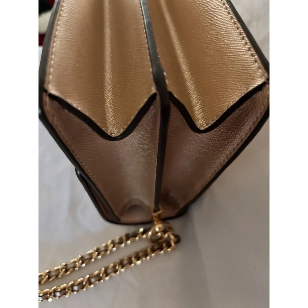 Tory Burch Robinson Convertible Metallic Rose Gold Leather Cross body New no tag